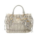 【5%OFFクーポン対象】プラダ PRADA TESSUTO GAUFRE ハンドバッグ バッグ ナイロン レザー レディース ベージュ系 BN1788 【中古】