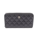 シャネル CHANEL マトラッセ ラウンド長財布 財布 キャビアスキン(グレインドカーフ) レディース ブラック系 【中古】