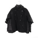 【7千円OFFクーポン対象】モンクレール MONCLER MONCLER × Sacai SAKIE ポンチョ ダウンジャケット 衣料品 アウター ウール レディース ブラック系 4697305 【中古】