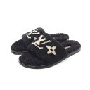 【5%OFFクーポン対象】ルイ・ヴィトン LOUIS VUITTON パセオライン LVロゴ サンダル 靴 ムートン レディース ブラック系 【中古】