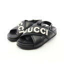 【5%OFFクーポン対象】グッチ GUCCI クロスオーバー サンダル 靴 レザー レディース ブラック系 【中古】