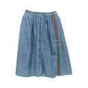 【5%OFFクーポン対象】グッチ GUCCI ウェブライン GGロゴ スカート 衣料品 ボトムス コットン レディース ブルー系 599366 【中古】