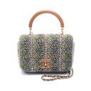 【10%OFFクーポン対象】シャネル CHANEL ココマーク ウッド トップハンドル ハンドバッグ バッグ ファブリック レディース ブラウン系 / マルチカ...