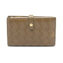 【10%OFFクーポン対象】ボッテガヴェネタ BOTTEGA VENETA イントレチャート 二つ折り財布 財布 レザー レディース カーキ系 【中古】