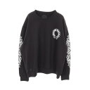 【5%OFFクーポン対象】クロムハーツ CHROME HEARTS ホースシュー アームフローラルプリント スウェット 衣料品 トップス コットン メンズ ブラック系 【中古】