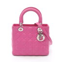 【10%OFFクーポン対象】ディオール Dior LADY DIOR レディディオール カナージュ ハンドバッグ バッグ レザー レディース ピンク系 【中古】