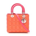 【10%OFFクーポン対象】ディオール Dior LADY DIOR レディディオール ハンドバッグ バッグ レザー レディース オレンジ系 / ピンク系 【中...