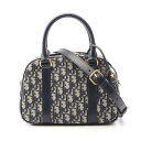 【10%OFFクーポン対象】ディオール Dior D-vibe ボウリングバッグ ミディアム オブリーク ハンドバッグ バッグ キャンバス レザー レディース ...