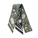 エルメス HERMES ツイリー C'est la Fete スカーフ 衣料品 シルク シルク レディース ブラック系 / カーキ系 / マルチカラー ドクロ ...
