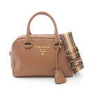 【15%OFFクーポン対象】プラダ PRADA ハンドバッグ バッグ レザー レディース ブラウン系 1BB108 【中古】
