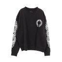 【7%OFFクーポン対象】クロムハーツ CHROME HEARTS ホースシュー アームフローラルプリント スウェット 衣料品 トップス コットン メンズ ブラック系 【中古】