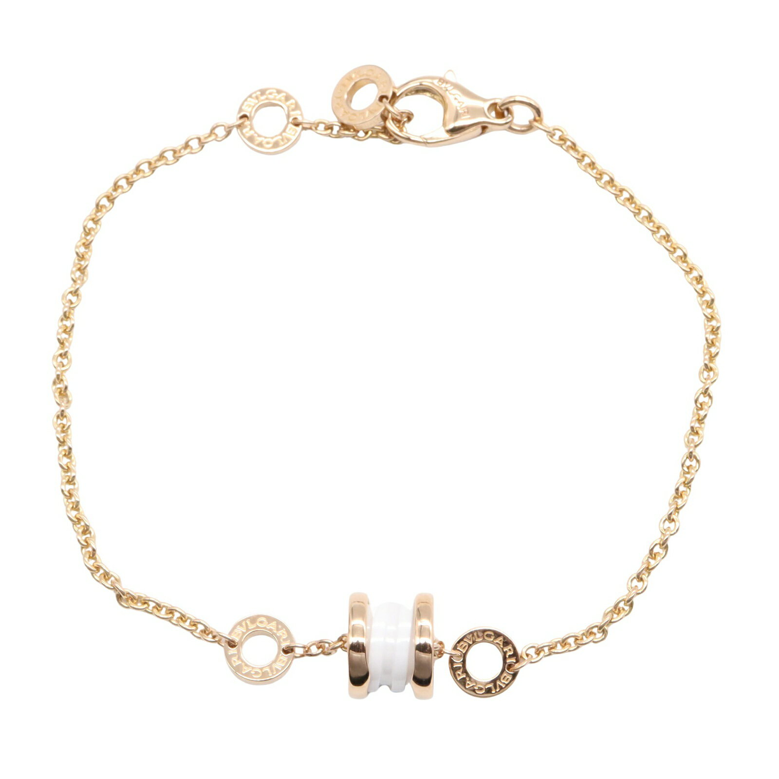 【まとめ買い10%OFF対象】ブルガリ BVLGARI B-zero1 ビーゼロワン ブレスレット セラミック ブレスレット アクセサリー K18PG（ピンクゴールド） セラミック メンズ レディース ホワイト系 【中古】