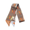 エルメス HERMES ツイリー HERMES PARADE マロン グレー オレンジ スカーフ 衣料品 シルク シルク レディース ブラウン系 / マルチカラ...