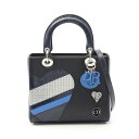 【10%OFFクーポン対象】ディオール Dior LADY DIOR レディディオール ハンドバッグ バッグ レザー レディース ブラック系 / ブルー系 【中...