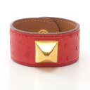 エルメス HERMES メドール ブレスレット アクセサリー オーストリッチ オーストリッチ レディース レッド系 【中古】