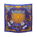 エルメス HERMES カレ90 CARPE DIEM スカーフ 衣料品 シルク シルク レディース ブルー系 / ゴールド系 / マルチカラー 【中古】