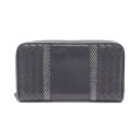 【10%OFFクーポン対象】ボッテガヴェネタ BOTTEGA VENETA イントレチャート ラウンド長財布 財布 レザー エキゾチックレザー メンズ ブラック系 【中古】