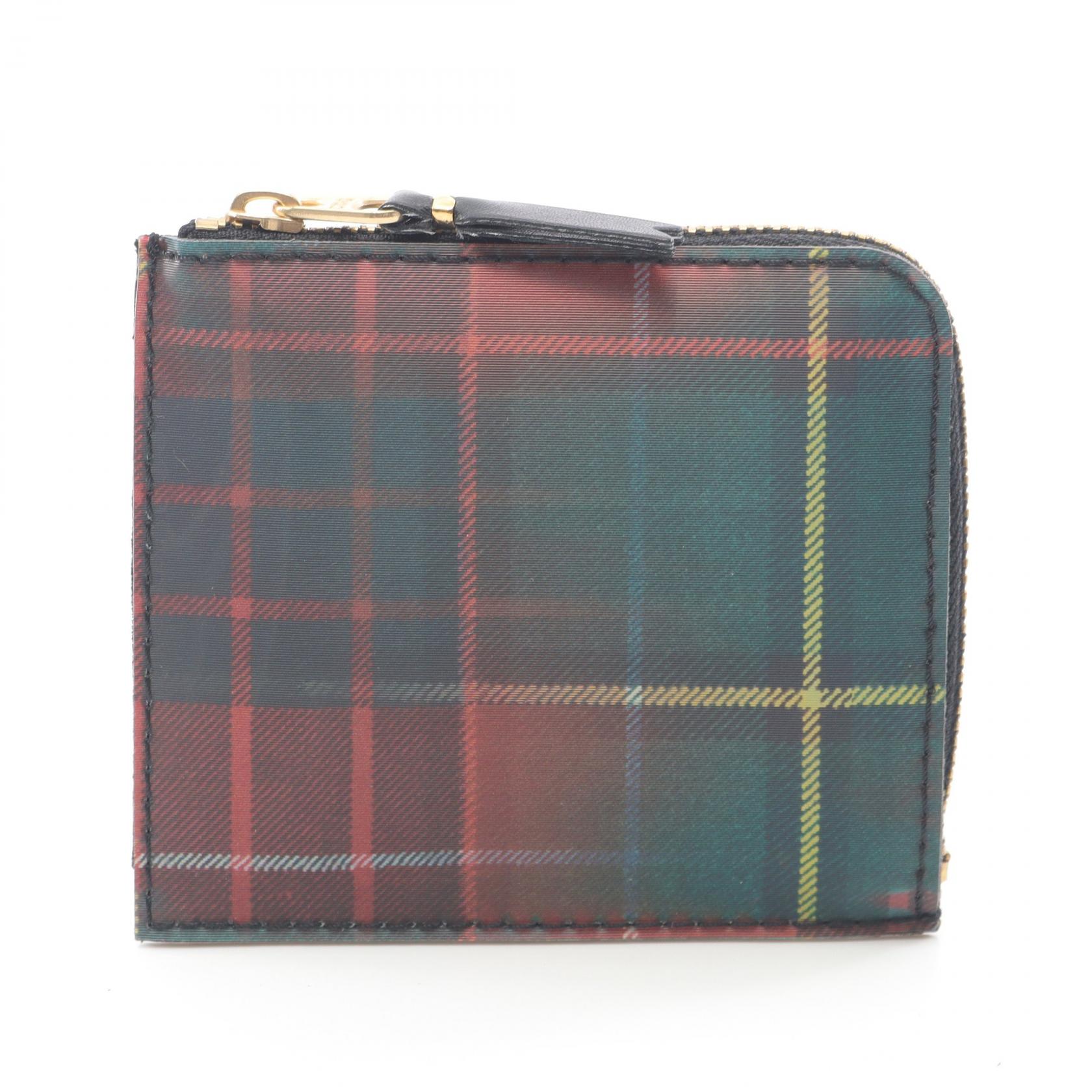 【10％OFFクーポン対象】コムデギャルソン COMME des GARCONS タータンチェック コインケース 財布 TPU レディース レッド系 / グリーン系 SA3100LT 【新品】