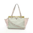 【15%OFFクーポン対象】ヴァレンチノ Valentino ロックスタッズ ハンドバッグ バッグ レザー レディース グリーン系 / ピンク系 / ブルー系 ...