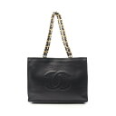 【5%OFFクーポン対象】シャネル CHANEL ココマーク トートバッグ バッグ ラムスキン(羊革) レディース ブラック系 【中古】