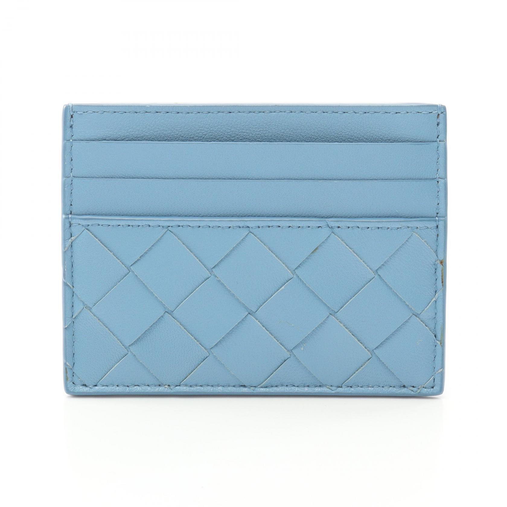 【10％OFFクーポン対象】ボッテガヴェネタ BOTTEGA VENETA イントレチャート カードケース アクセサリー レザー メンズ レディース ブルー系 【中古】