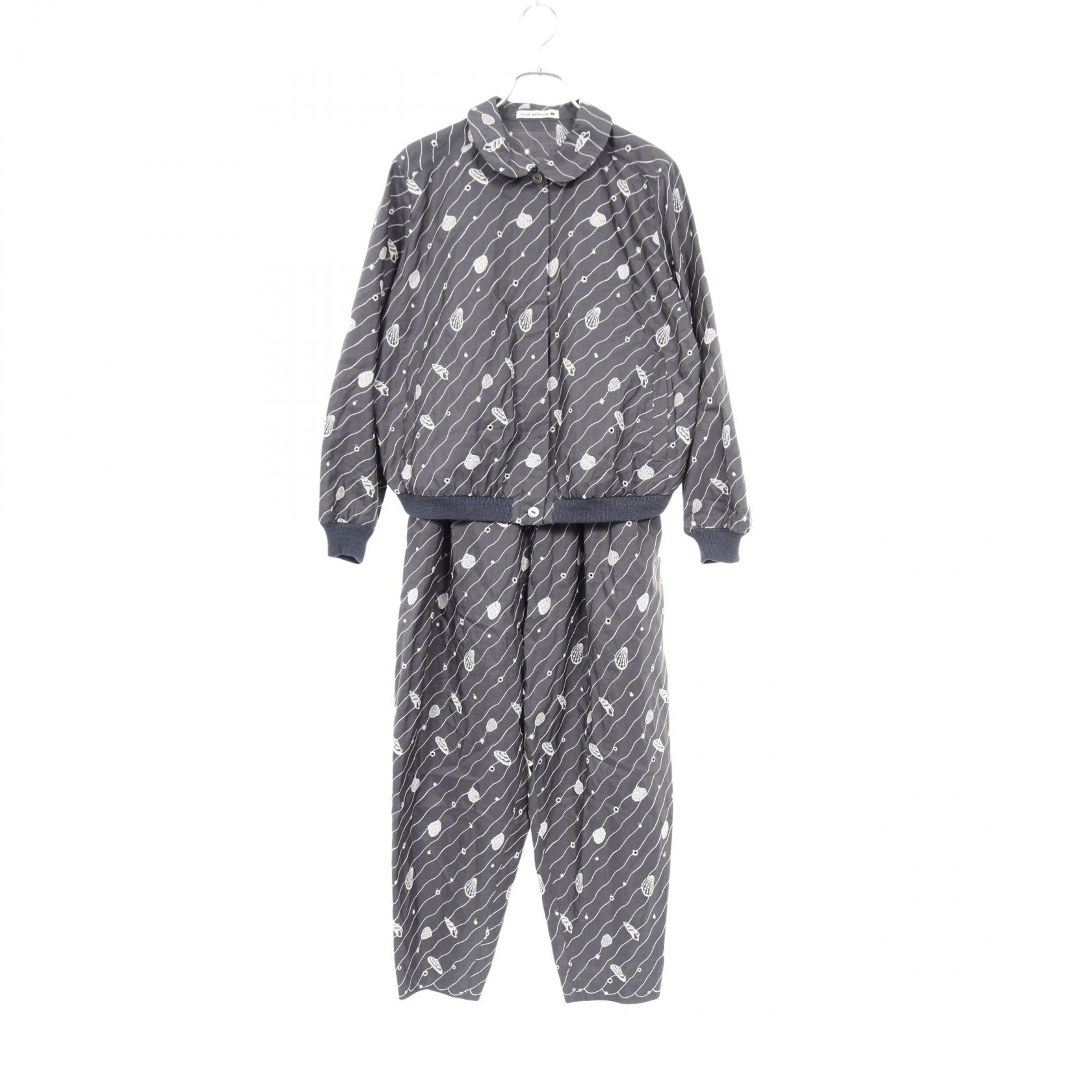 【10％OFFクーポン対象】ミナペルホネン mina perhonen sea jewel ブルゾン イージーパンツ セットアップ 衣料品 シルク ファブリック レディース グレー系 【中古】