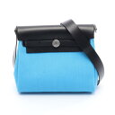 【5%OFFクーポン対象】エルメス HERMES エールバッグジップミニ ブルーリヴィエラ ショルダーバッグ バッグ レザー トワルミリタリー トワルミリタリー レディース ブルー系 / ブラック系 【中古】