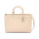 【15%OFFクーポン対象】ディオール Dior Lady D-Sire ラージ ハンドバッグ バッグ レザー レディース ベージュ系 【中古】