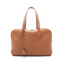 【10%OFFクーポン対象】エルメス HERMES ヴィクトリア35 ハンドバッグ バッグ レザー トリヨンクレマンス トリヨンクレマンス レディース ブラウン...