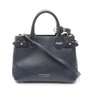 《千円OFFクーポン対象》バーバリー BURBERRY スモールバナー ハウスチェック ハンドバッグ バッグ レザー レディース ネイビー系 / ブラウン系 / マルチカラー 【中古】