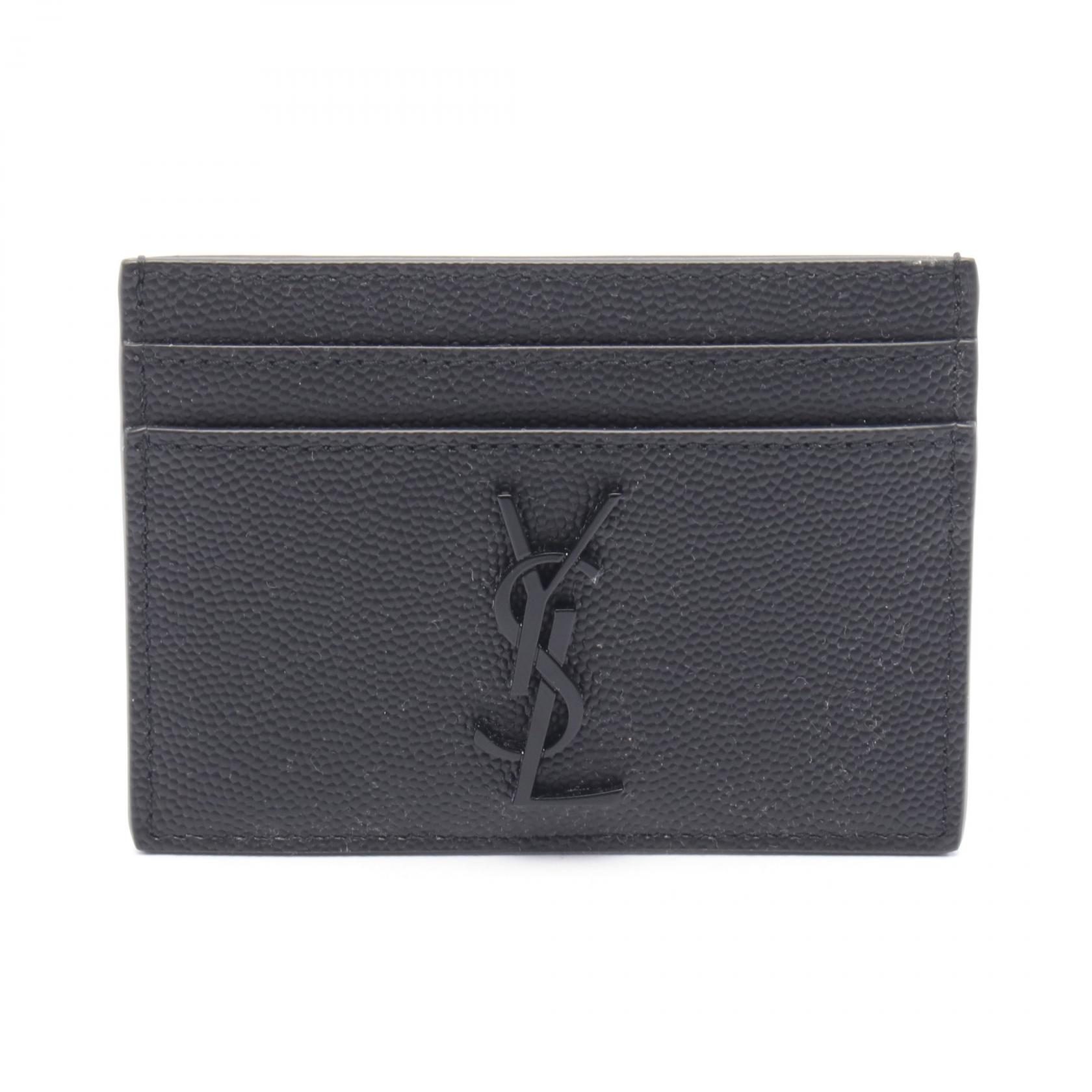 SAINT LAURENT 名刺入れ 黒 レザー　付属品完備 SAINT LAURENT】YSLロゴ付き☆レザー*クレジットカードケース