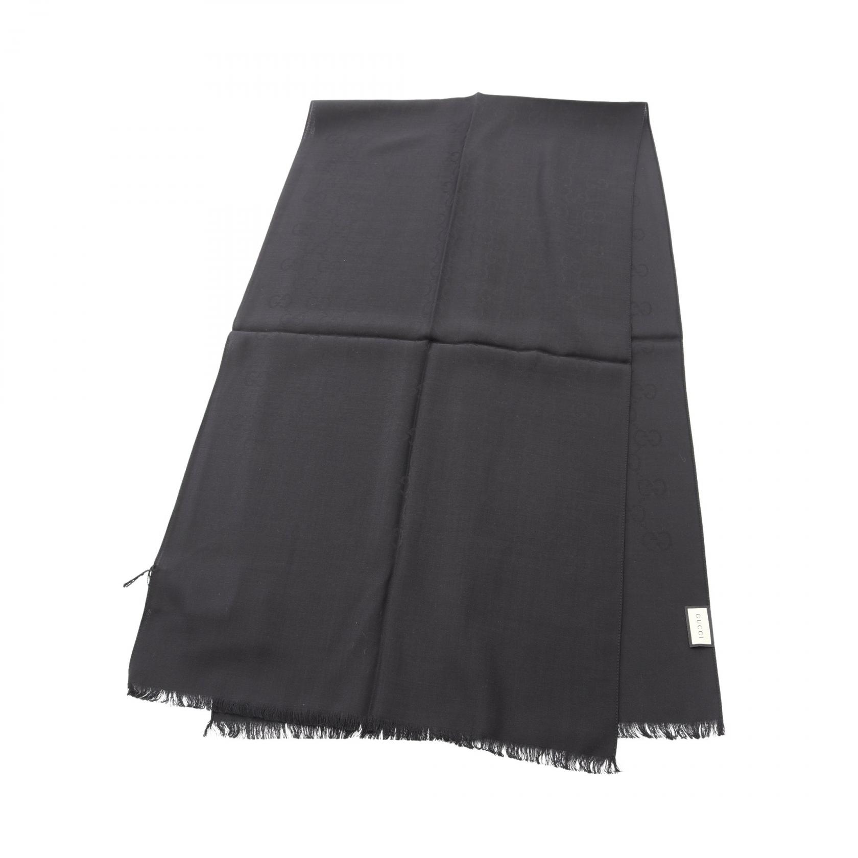 【10％OFFクーポン対象】グッチ GUCCI GG柄 ストール 衣料品 ウール シルク メンズ レディース ブラック系 1659043G6461000 【新品】