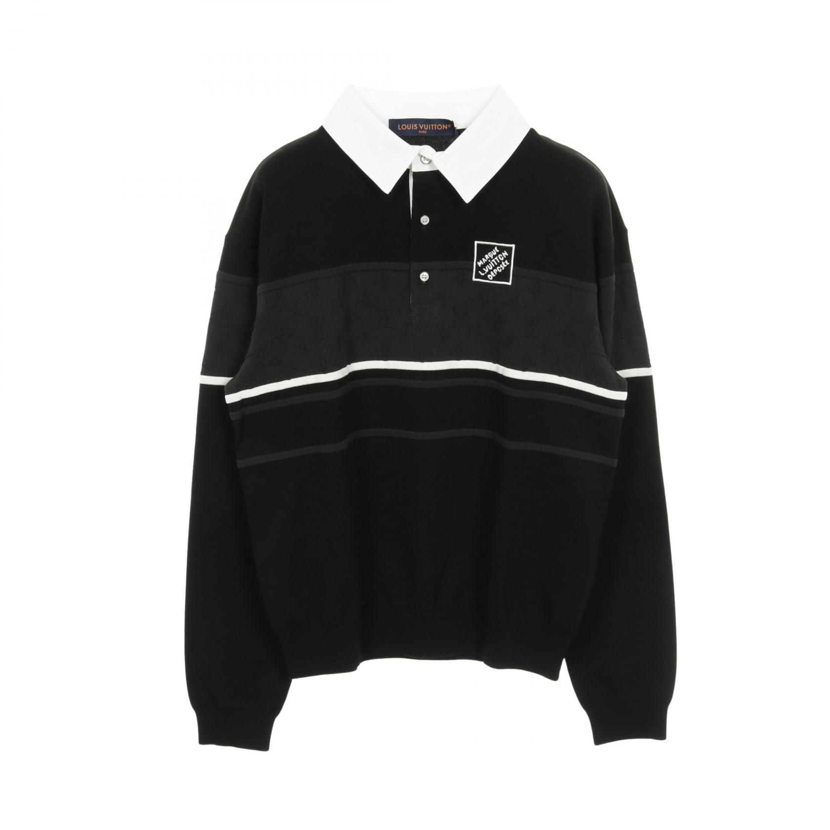 【10%OFFクーポン対象】ルイ・ヴィトン LOUIS VUITTON モノグラム ジャカード ロングスリーブ ポロシャツ 衣料品 トップス コットン メンズ ...