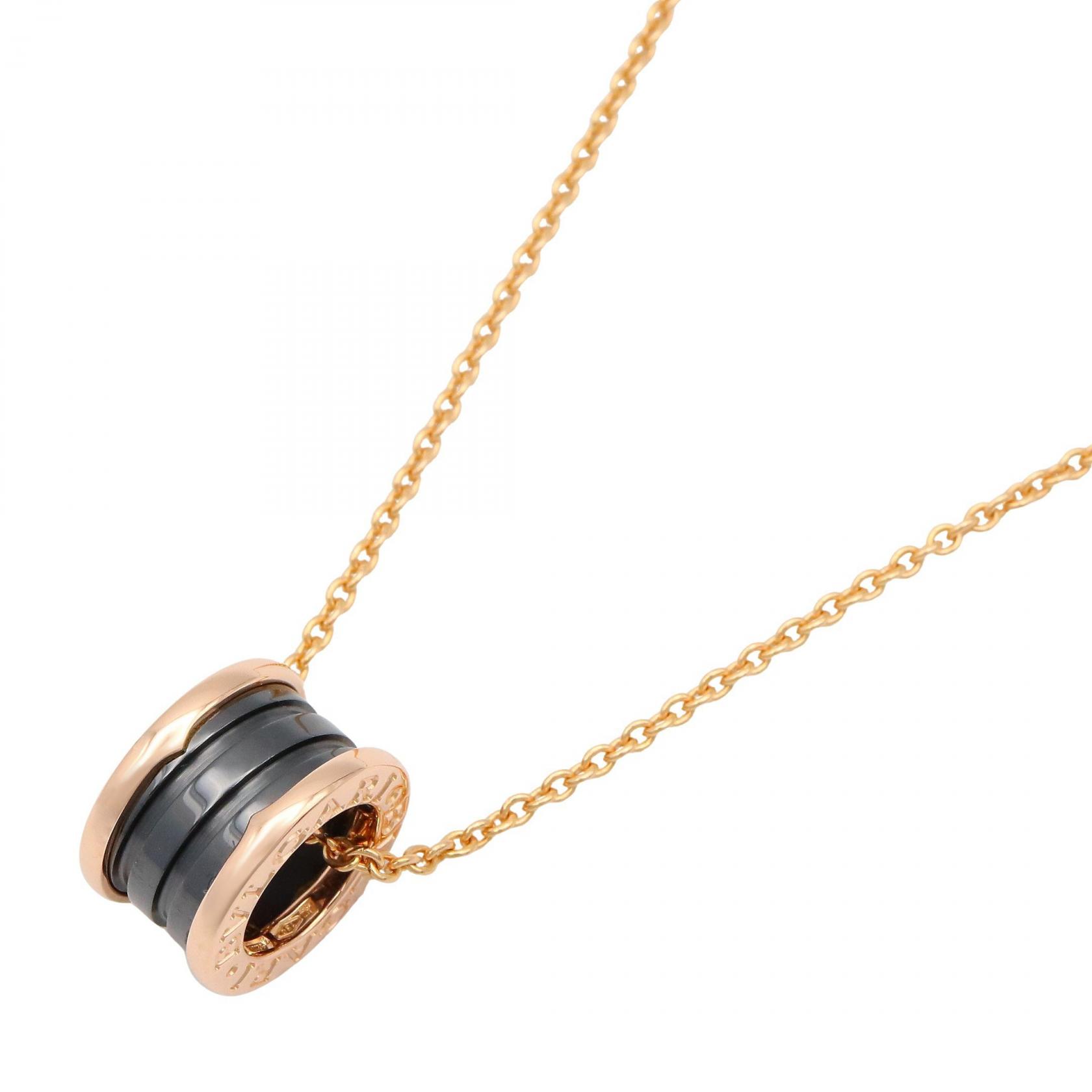 【まとめ買い10%OFF対象】ブルガリ BVLGARI B-zero1 ネックレス セラミック ネックレス ジュエリー K18PG（ピンクゴールド） セラミック メンズ レディース ブラック系 / ゴールド系 346083 【中古】