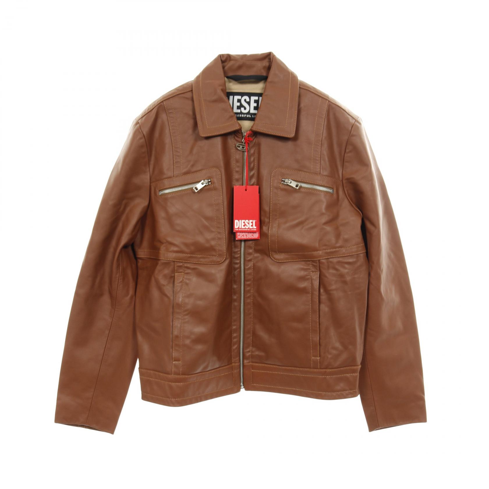 ディーゼル DIESEL 革ジャン 衣料品 アウター レザー メンズ ブラウン系 【中古】