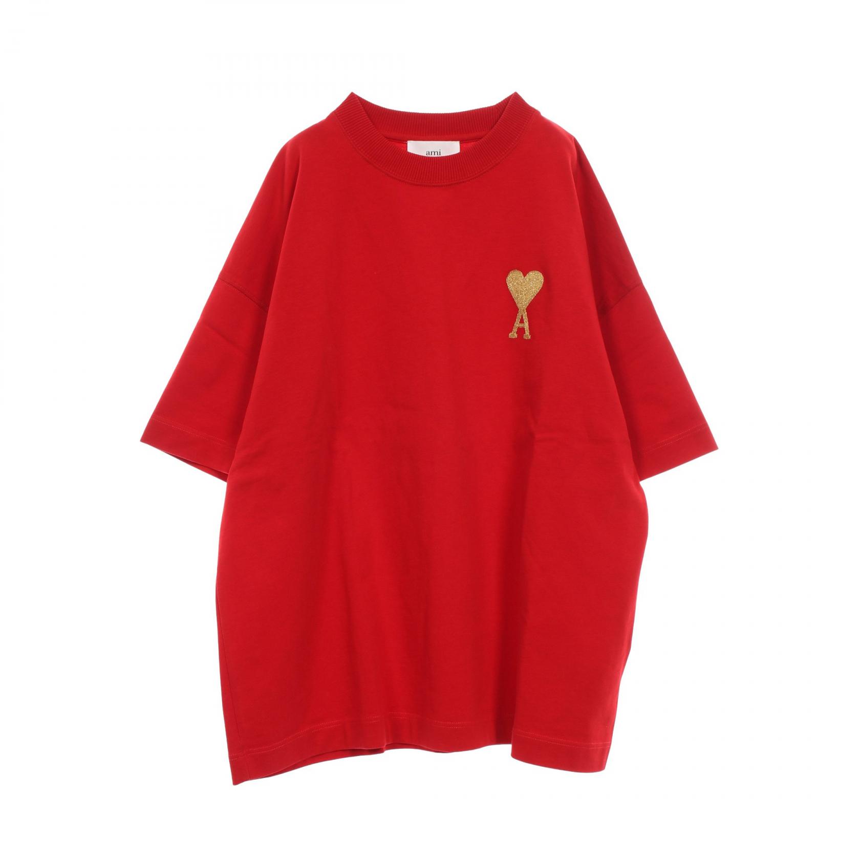 アミ AMI ハートA カットソー 衣料品 トップス コットン メンズ レッド系 【中古】