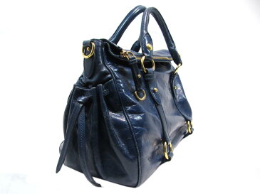 【中古】 ミュウミュウ 2way トートバッグ レディース レザー ブルー × ゴールド | miu miu トートバック トート 肩がけ バッグ バック BAG 鞄 カバン ブランドバッグ ブランドバック ブランドオフ BRANDOFF