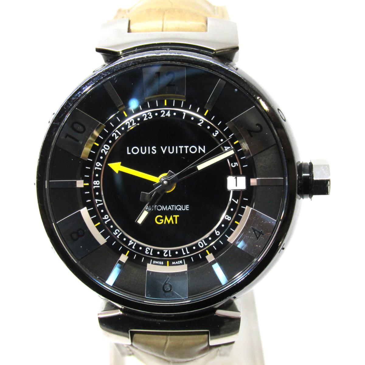 【中古】ルイヴィトン タンブール GMT 腕時計 ウォッチ レディース ステンレススチール(SS)  ...