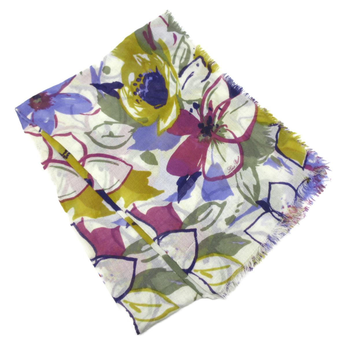 【中古】ロロ・ピアーナ ストール レディース 70％カシミア×30％シルク アイボリー×マルチのサムネイル