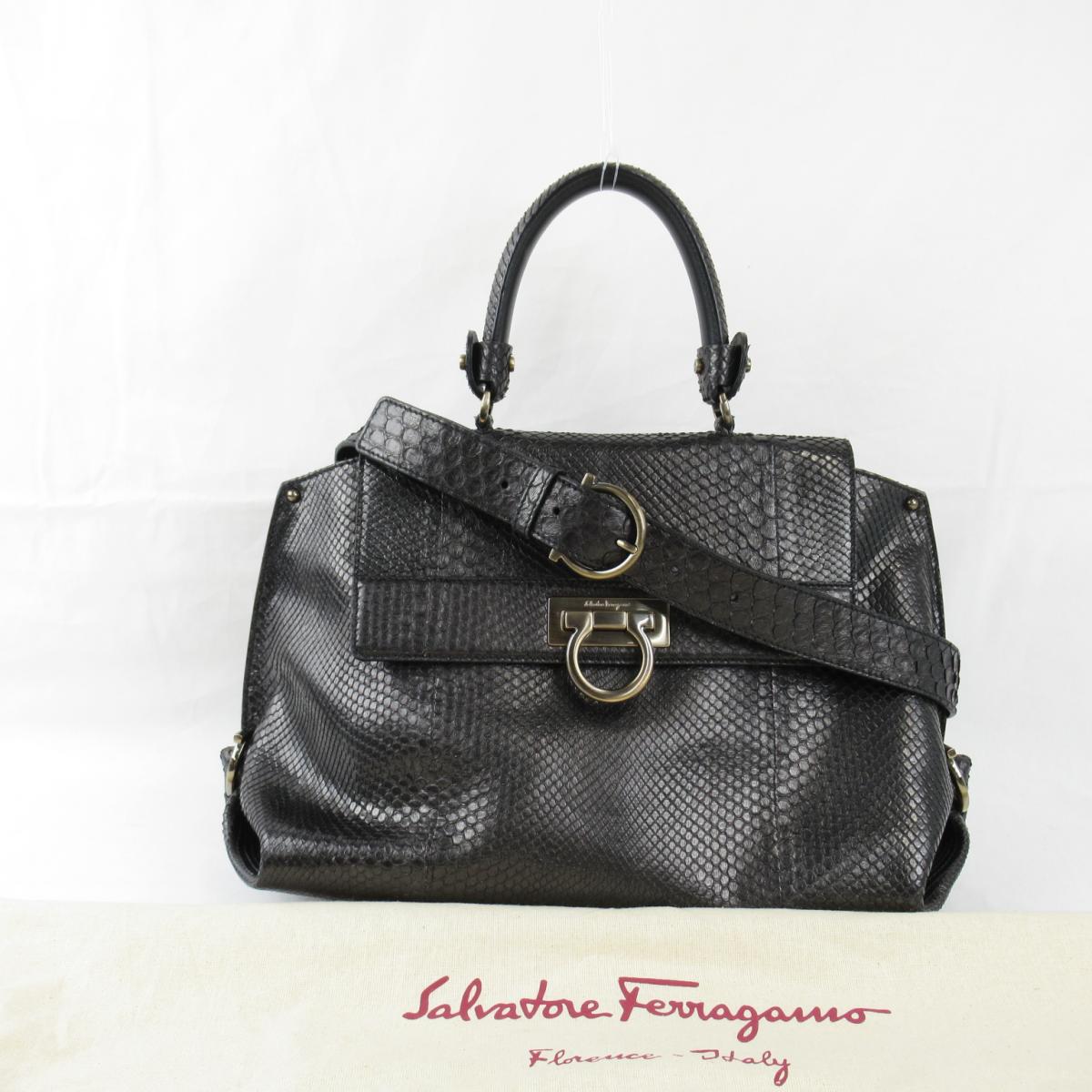 【楽天市場】【中古】 サルヴァトーレ・フェラガモ ショルダーバッグ レディース パイソン ブラック | Salvatore Ferragamo