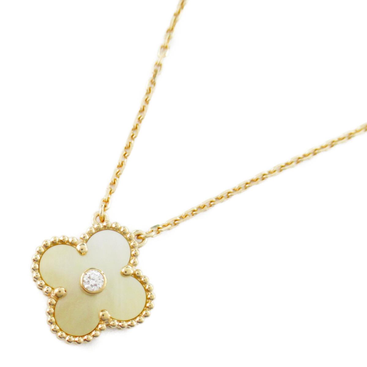 【中古】ヴァンクリーフ＆アーペル ヴィンテージアルハンブラ ネックレス 1Pダイヤ レディース K18YG(750) イエローゴールド x マザーオブパール x ダイヤモンドのサムネイル