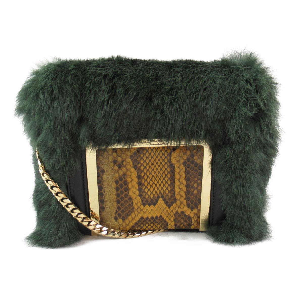 【中古】 ジミーチュウ ファー ショルダーバッグ レディース パイソン モスグリーン ベージュ | JIMMY CHOO BRANDOFF ブランドオフ ブランド ブランドバッグ バッグ バック ショルダーバック ショルダー 肩掛けのサムネイル