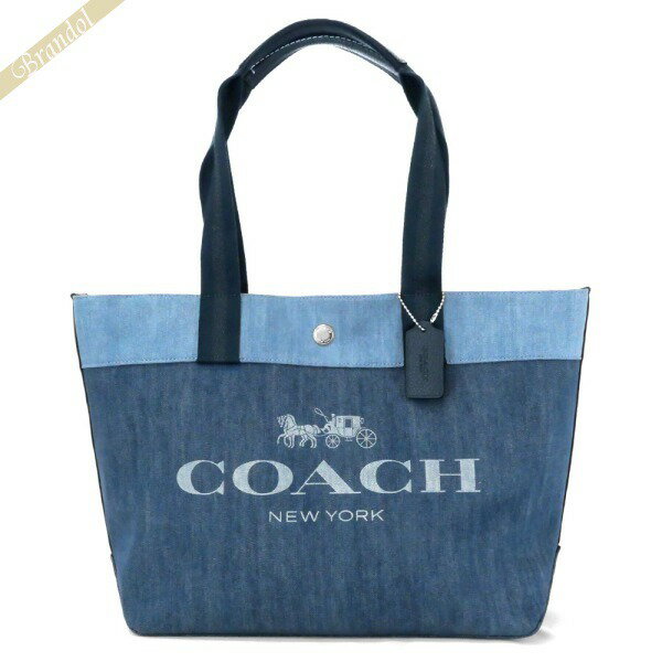 コーチ トート バッグ（レディース） コーチ COACH レディース トートバッグ ロゴ デニムトート ブルー×ライトブルー 91131 SV/DE | コンビニ受取 ブランド