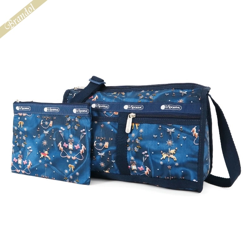 ショルダーバッグ レスポートサック LeSportsac レディース ショルダーバッグ DELUXE SHOULDER SATCHEL カルーセル柄 ブルー 7519 E480 | コンビニ受取 ブランド