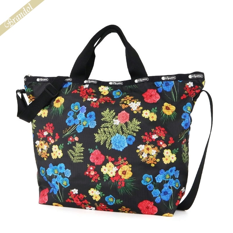 ショルダーバッグ レスポートサック LeSportsac レディース トートバッグ DELUXE EASY CARRY TOTE 2wayショルダーバッグ 花柄 ブラック系マルチカラー 4360 E477 | コンビニ受取 ブランド