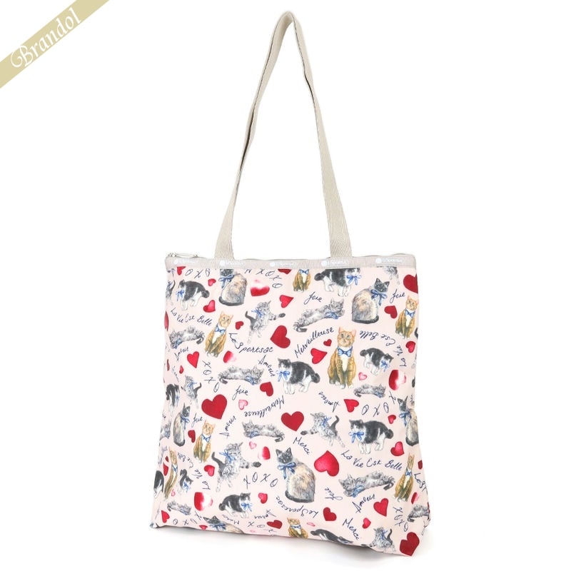 レスポートサック LeSportsac レディース トートバッグ EASY MAGAZINE TOTE キャット柄 ライトピンク×ベージュ 3531 E479 | コンビニ受取 ブランド