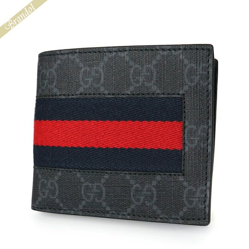 グッチ GUCCI 財布 メンズ 二つ折り財布 ウェブライン GGスプリーム ネイビー系 408826 KHN4N 1095 | コンビニ受取 ブランド