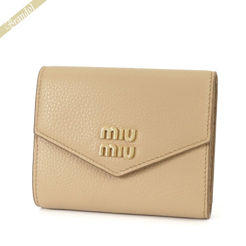 ミュウミュウ MIU MIU 財布 レディース 二つ折り財布 レザー スクエアウォレット ベージュ 5MH040 2DT7 F0036 | 2023年秋冬新作 2023AW ブランド