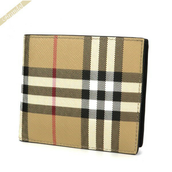 バーバリー バーバリー BURBERRY 財布 メンズ 二つ折り財布 ヴィンテージチェック ベージュ系 8065636 | 2023年春夏新作 2023SS コンビニ受取 ブランド