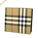 バーバリー BURBERRY 財布 メンズ 二つ折り財布 ヴィンテージチェック ベージュ系 8065636 | 2023年春夏新作 2023SS コンビニ受取 ブランド